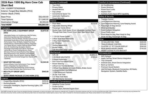 2026 RAM 1500 Big Horn/Lone Star