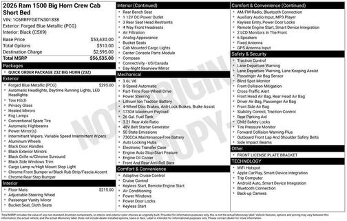 Blue Metallic 2026 RAM 1500 Big Horn/Lone Star