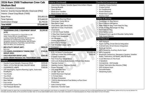 Granite Crystal Clearcoat Metallic 2026 RAM 2500 Tradesman