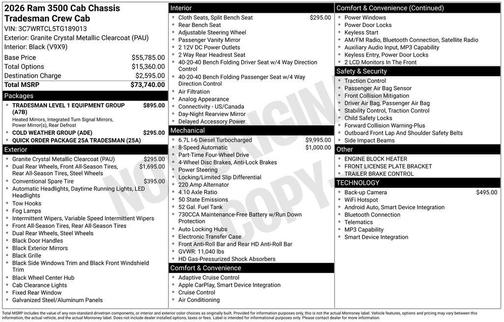 Granite Crystal Clearcoat Metallic 2026 RAM 3500 Tradesman/Big Horn