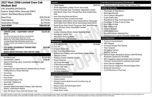 Bright White Clearcoat 2027 RAM 2500 Limited