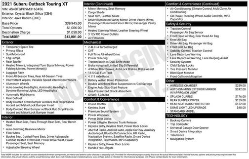2021 Subaru Outback Touring XT
