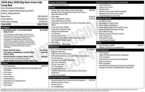 2026 RAM 3500 Big Horn