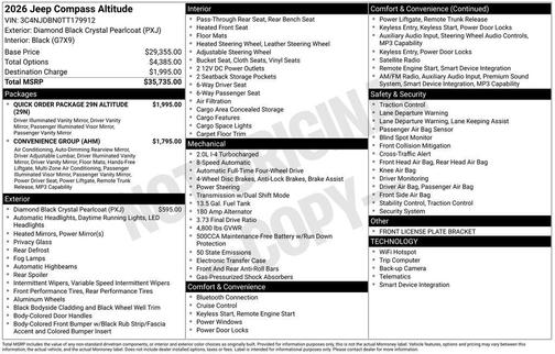 Diamond Black 2026 Jeep Compass Latitude