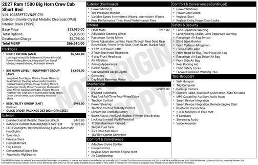 Granite Crystal Clearcoat Metallic 2027 RAM 1500 Big Horn