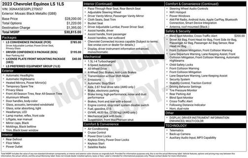 Mosaic Black Metallic 2023 Chevrolet Equinox LS