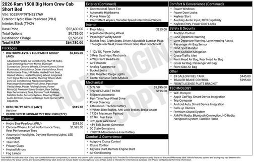 2026 RAM 1500 Big Horn/Lone Star