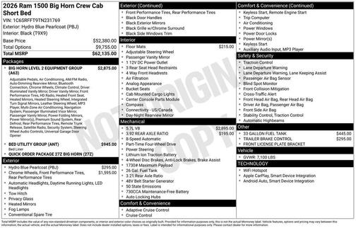 2026 RAM 1500 Big Horn