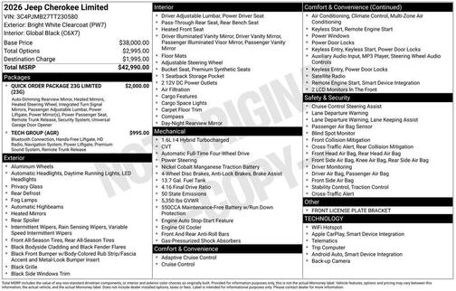 Bright White Clearcoat 2026 Jeep Cherokee LAREDO/LIMITED