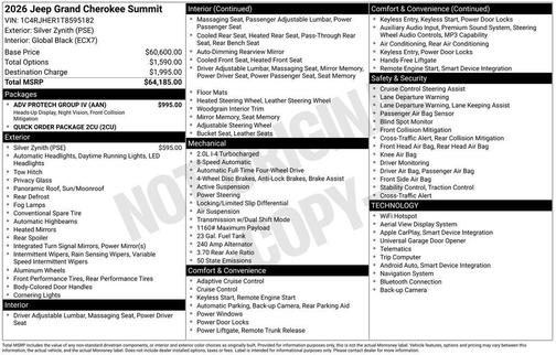Silver Zynith 2026 Jeep Grand Cherokee Summit