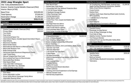 2022 Jeep Wrangler Sport