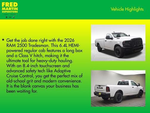 Bright White Clearcoat 2026 RAM 2500 Tradesman