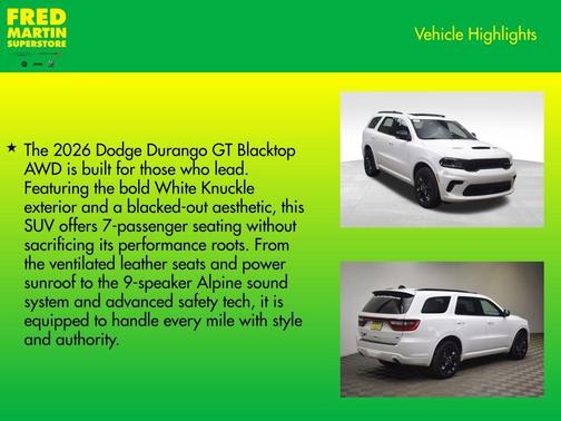 White Knuckle Clearcoat 2026 Dodge Durango GT