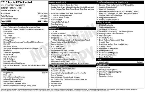 Hot Lava 2016 Toyota RAV4 Limited