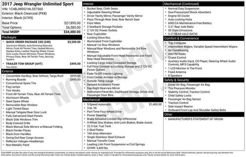 2017 Jeep Wrangler Unlimited Sport