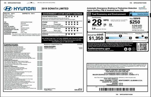 2019 Hyundai SONATA Limited