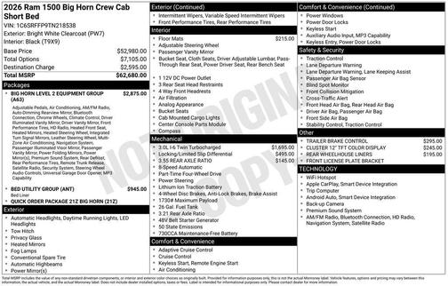 2026 RAM 1500 Big Horn/Lone Star