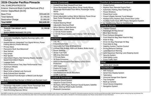 2026 Chrysler Pacifica Pinnacle