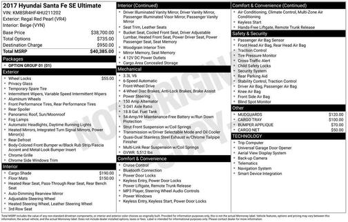 2017 Hyundai SANTA FE SE Ultimate