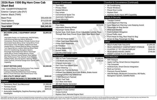 Canyon 2026 RAM 1500 Big Horn/Lone Star