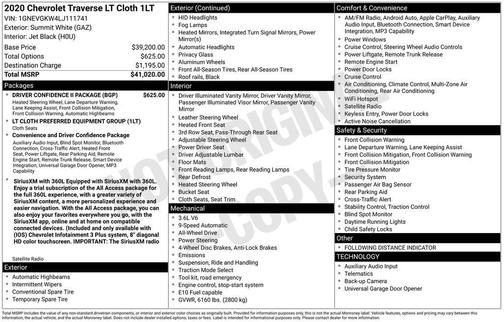 2020 Chevrolet Traverse LT Cloth