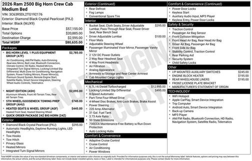 Diamond Black 2026 RAM 2500 Big Horn