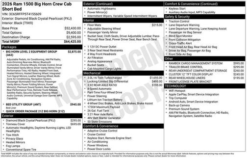 2026 RAM 1500 Big Horn/Lone Star
