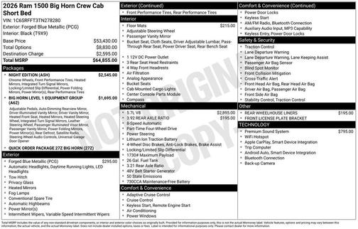 Blue Metallic 2026 RAM 1500 Big Horn/Lone Star