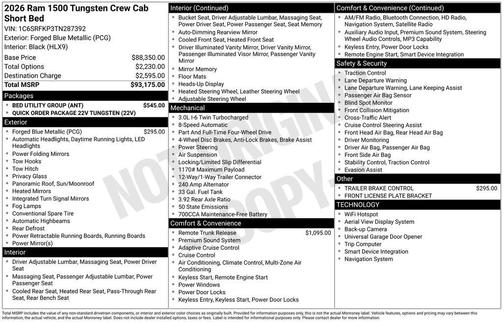 2026 RAM 1500 Tungsten