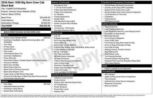 Serrano Red 2026 RAM 1500 Big Horn/Lone Star
