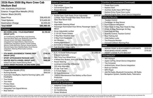 2026 RAM 3500 Big Horn
