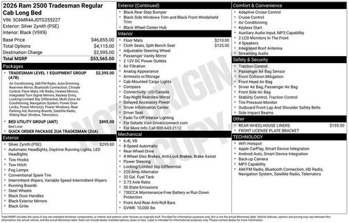 Silver Zynith 2026 RAM 2500 Tradesman