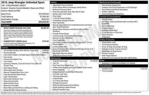 2016 Jeep Wrangler Unlimited Sport