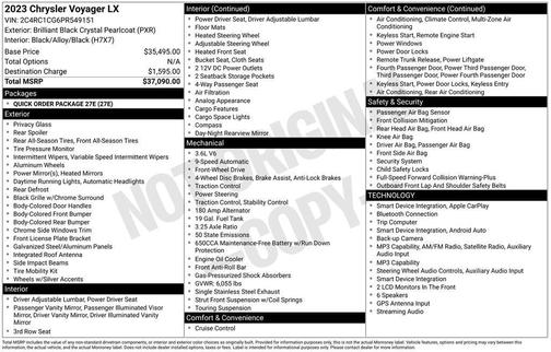 Brilliant Black Crystal Pearlcoat 2023 Chrysler Voyager LX