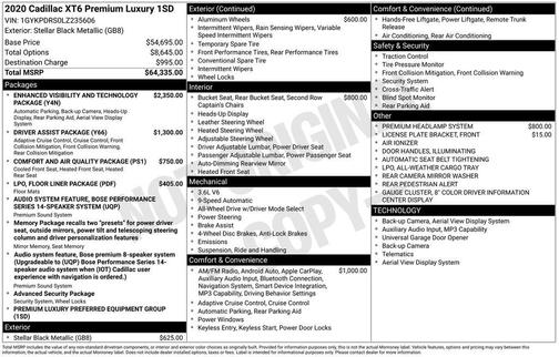 Stellar Black Metallic 2020 Cadillac XT6 Premium Luxury AWD