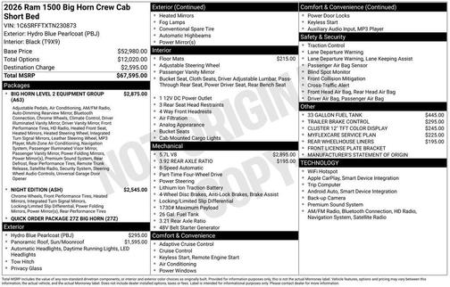 2026 RAM 1500 Big Horn/Lone Star