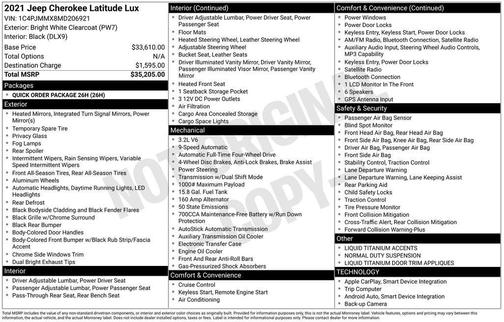 Bright White Clearcoat 2021 Jeep Cherokee Latitude Lux