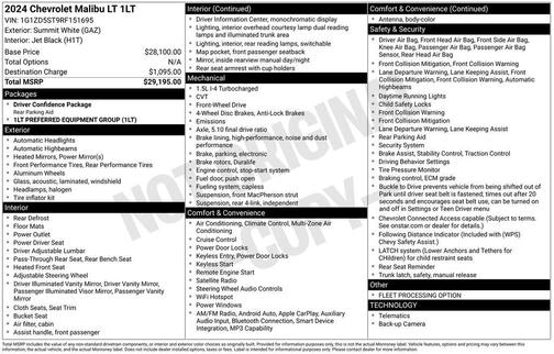 Summit White 2024 Chevrolet Malibu LT