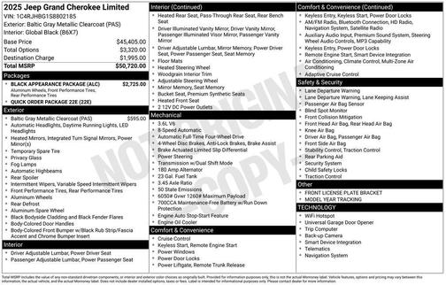 Metallic 2025 Jeep Grand Cherokee Limited