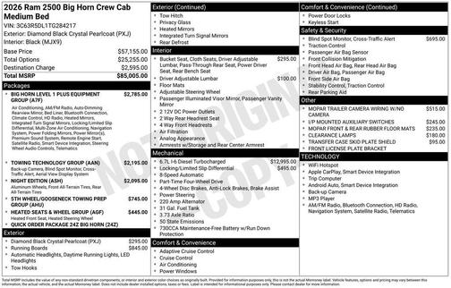 Diamond Black 2026 RAM 2500 Big Horn