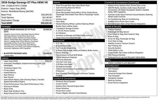 2026 Dodge Durango GT HEMI V8