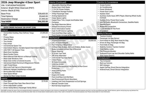 Bright White Clearcoat 2026 Jeep Wrangler Sport