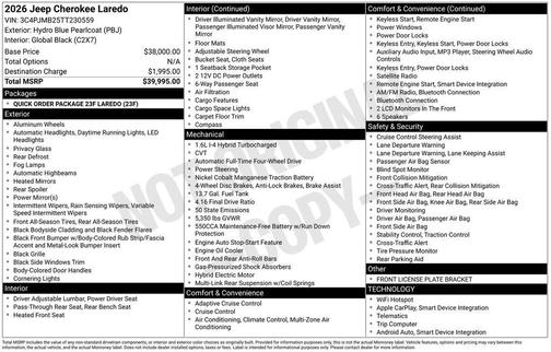 Hydro Blue Pearlcoat 2026 Jeep Cherokee LAREDO/LIMITED