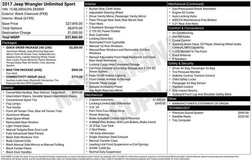 2017 Jeep Wrangler Unlimited Sport