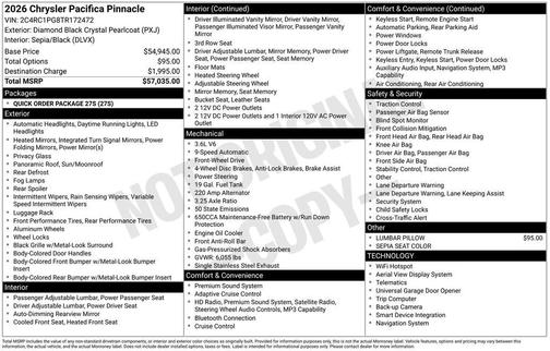 2026 Chrysler Pacifica Pinnacle