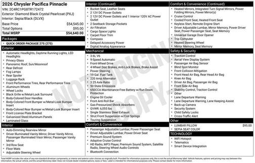 2026 Chrysler Pacifica Pinnacle