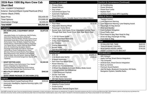 2026 RAM 1500 Big Horn/Lone Star