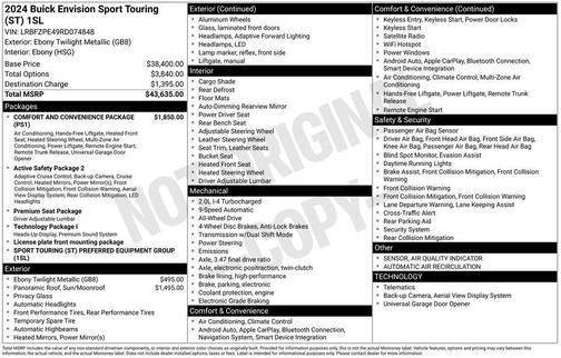 Ebony Twilight Metallic 2024 Buick Envision Sport Touring