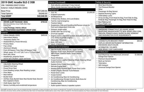 2019 GMC Acadia SLE-2
