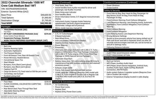 Summit White 2022 Chevrolet Silverado 1500 WT